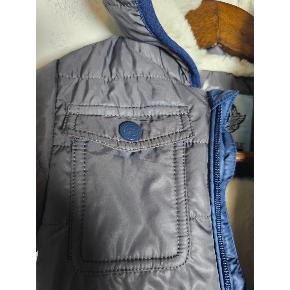 Winter Urban Republic Pram Suit Baby Boy 3M Gray Quilted Faux Fur Hooded Mittens